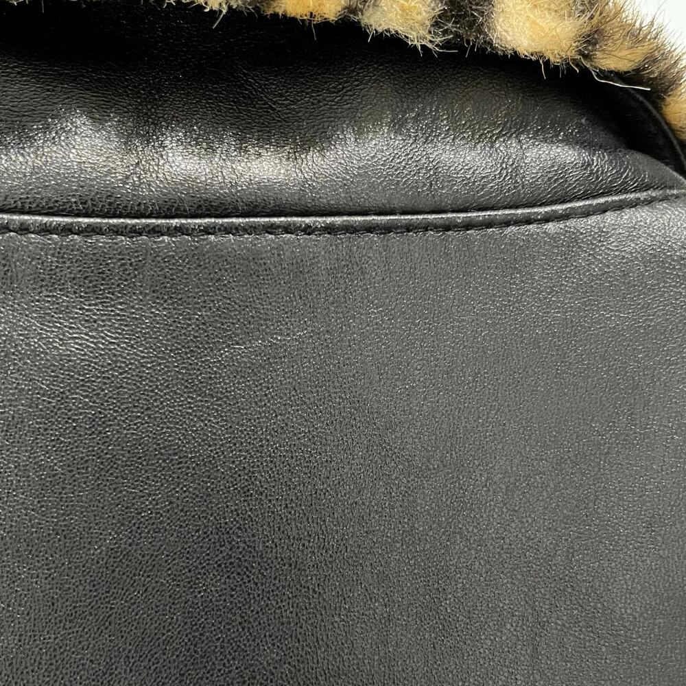 Jamie Sadock Black Leather and Leopard Faux Fur Reversible Zip up Vest Medium - Picture 13 of 16